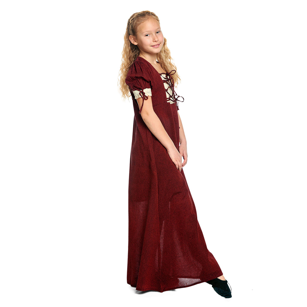 Imagen del producto Vestido de verano medieval para niños rojo beige