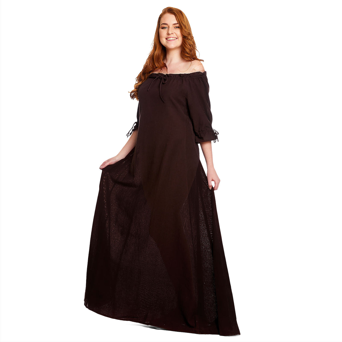 Imagen del producto Vestido medieval de manga corta marrón