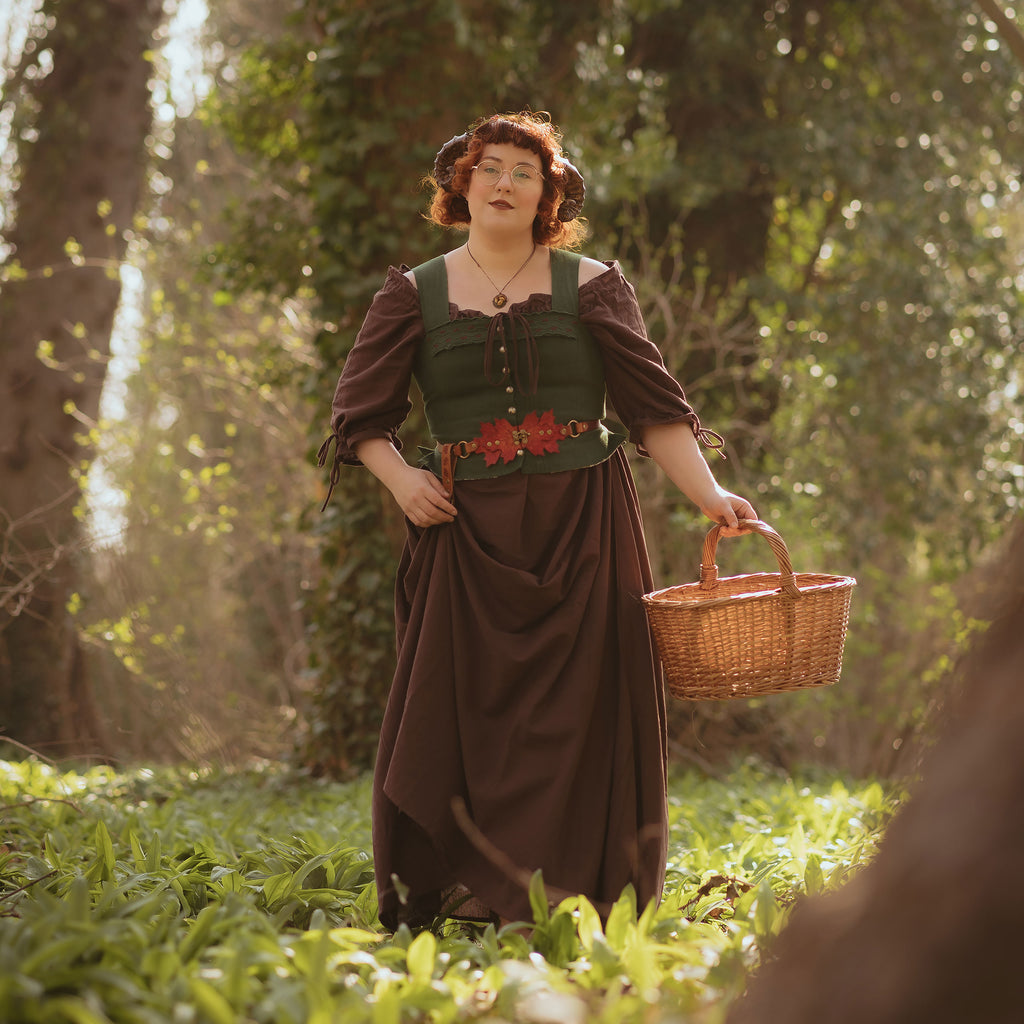Imagen del producto Vestido medieval de manga corta marrón