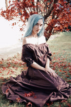 Imagen del producto Vestido medieval de manga corta marrón