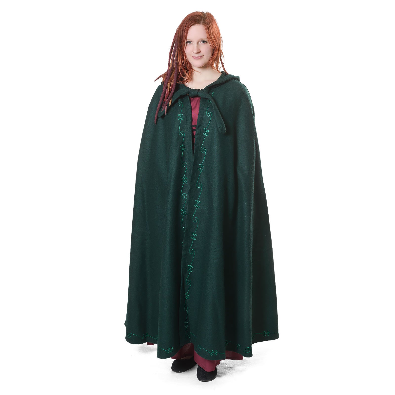 Imagen del producto Capa medieval con capucha y bordado verde