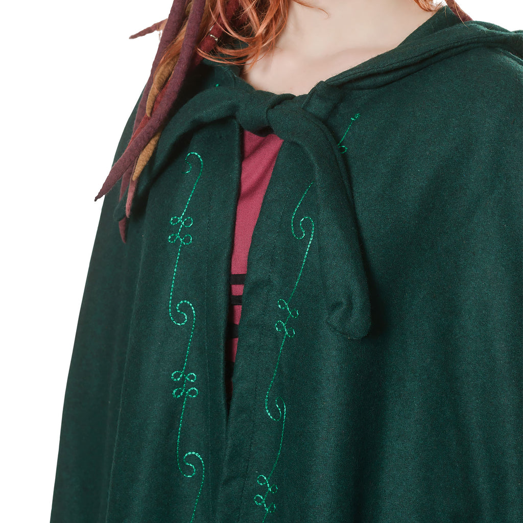 Imagen del producto Capa medieval con capucha y bordado verde