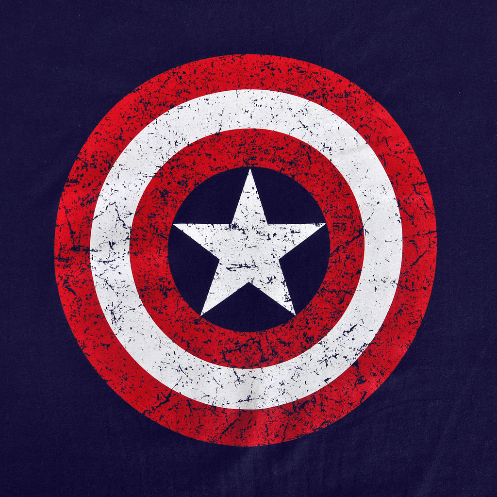 Imagen del producto Camiseta azul de Captain America - Logo de escudo envejecido