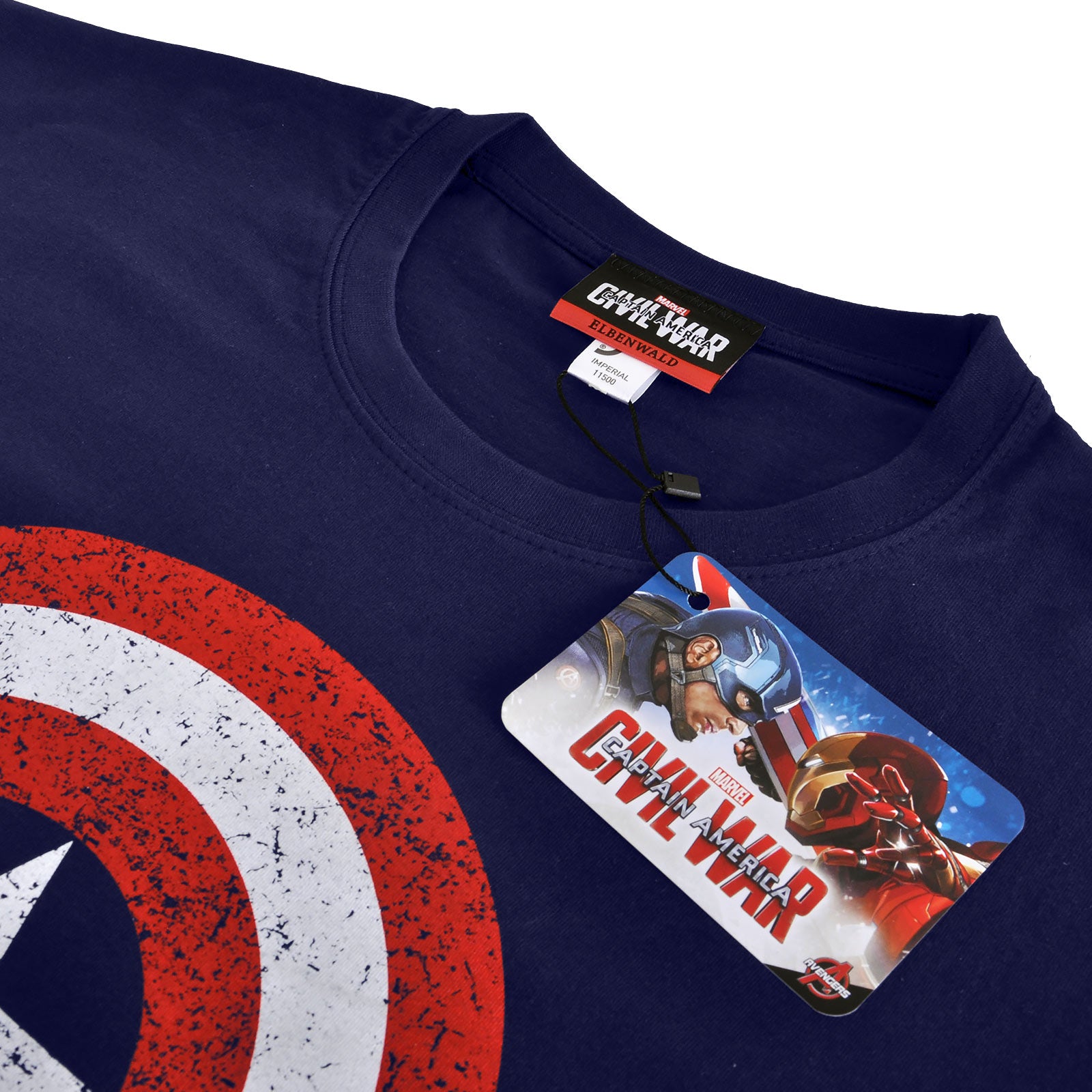 Imagen del producto Camiseta azul de Captain America - Logo de escudo envejecido