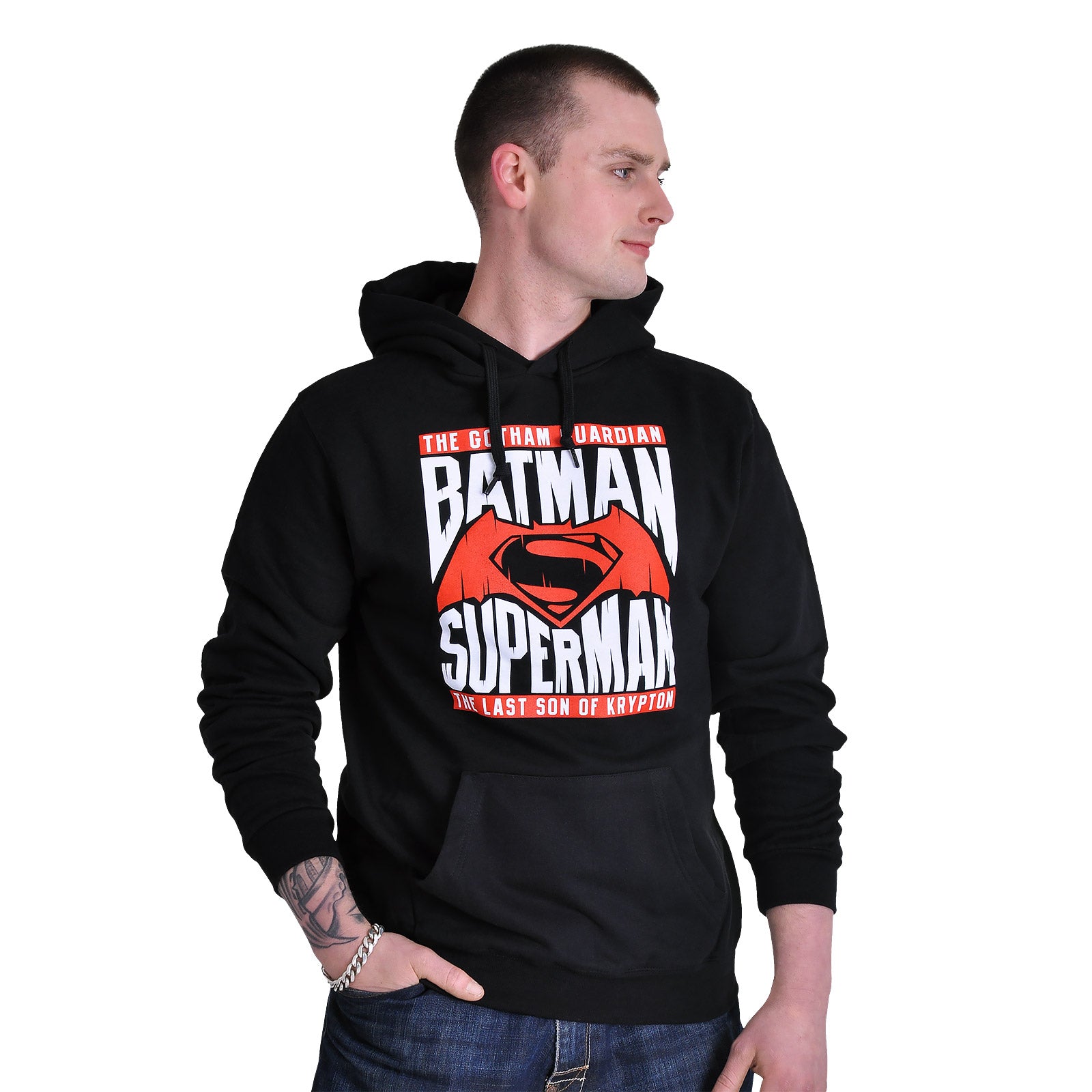 Imagen del producto Batman v Superman - Sudadera con capucha de héroes negra