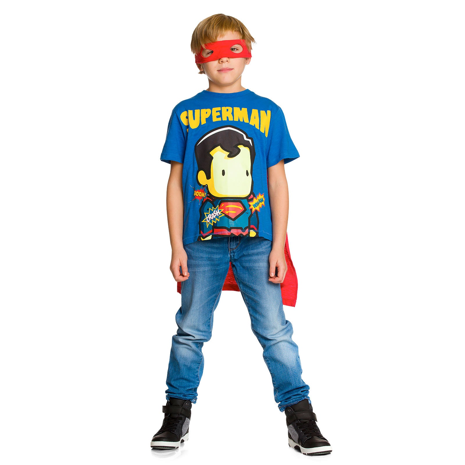 Imagen del producto Superman - Camiseta para niños con capa y antifaz