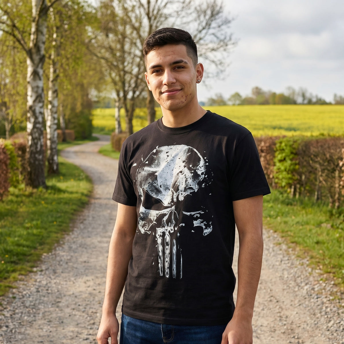 Imagen del producto Punisher - Camiseta de calavera negra
