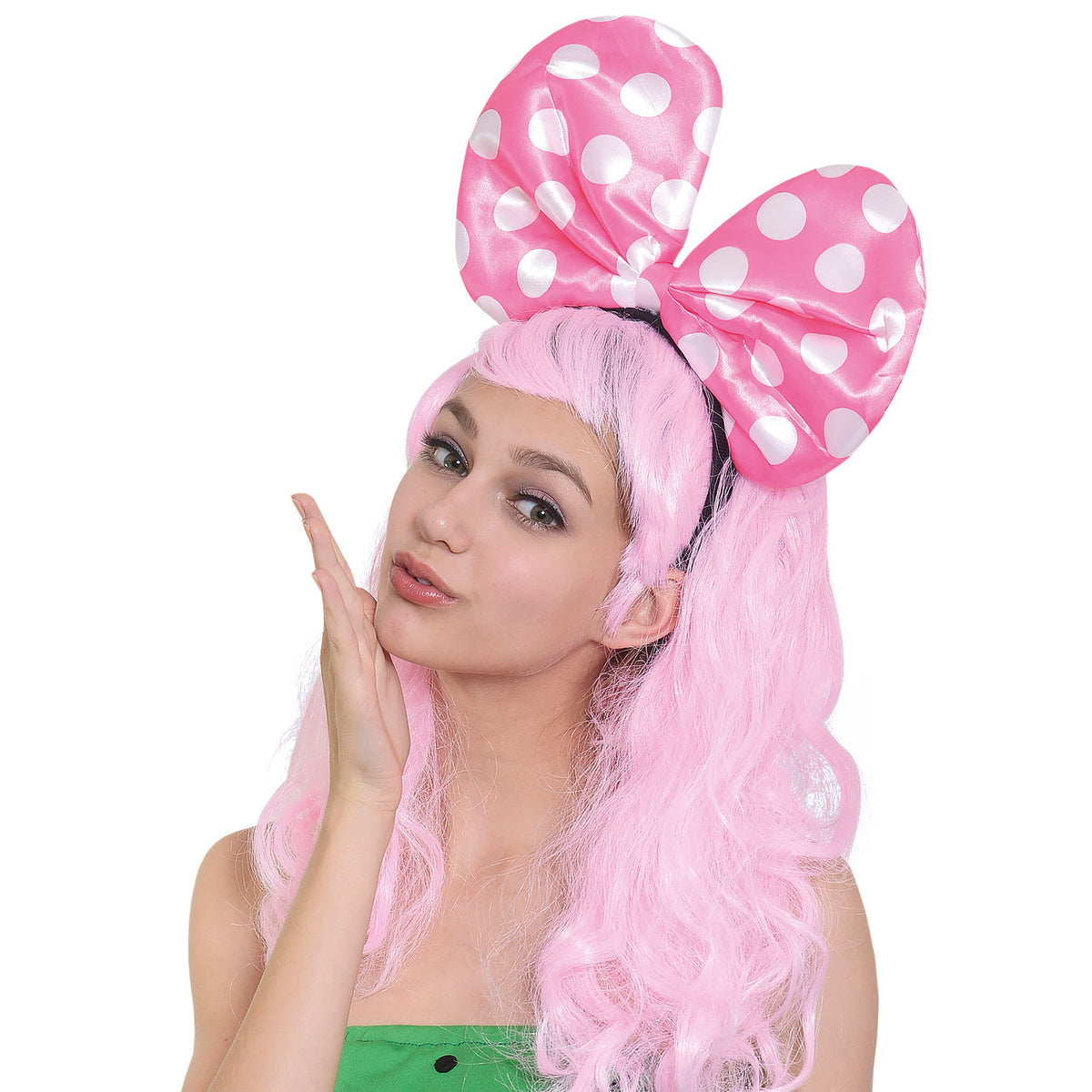 Imagen del producto Sweetie - Peluca larga para mujer con lazo rosa
