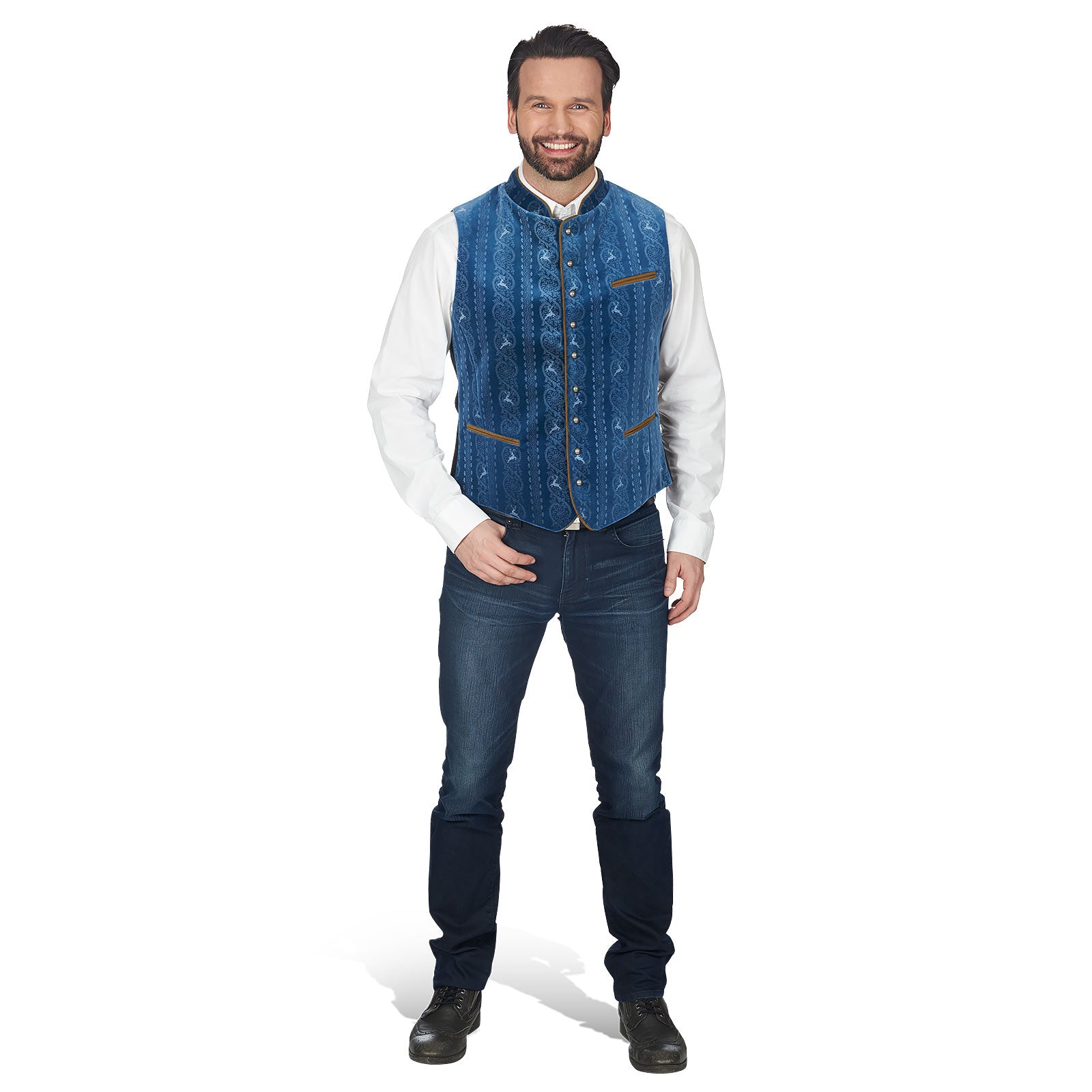 Imagen del producto Chaleco de traje tradicional para hombres con patrón - azul