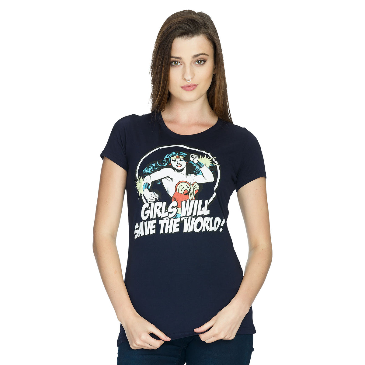 Imagen del producto Wonder Woman - Las chicas salvarán el mundo Camiseta azul para chicas