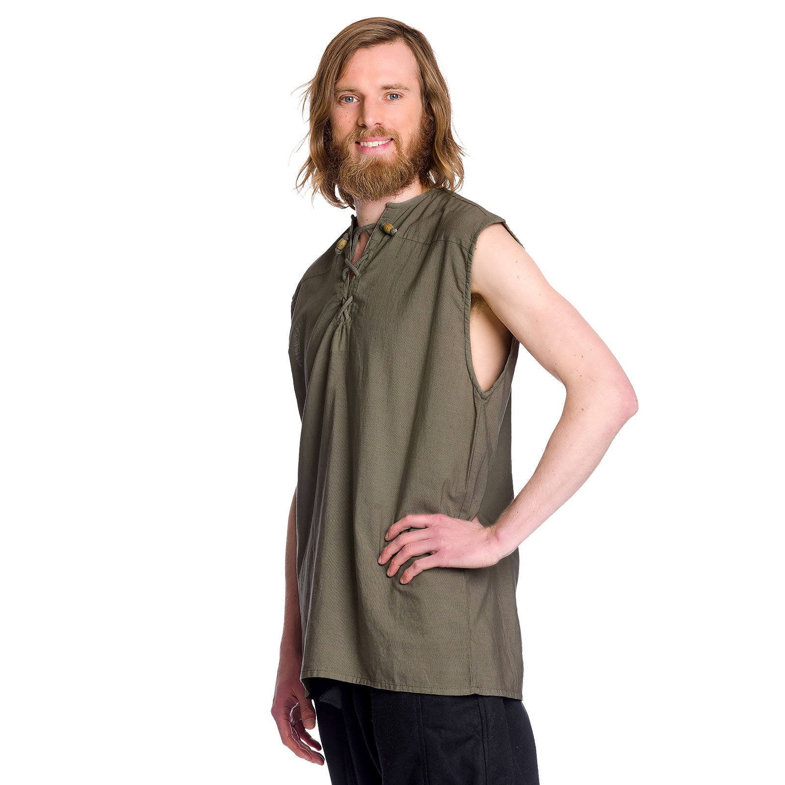Imagen del producto Camisa medieval sin mangas en color oliva