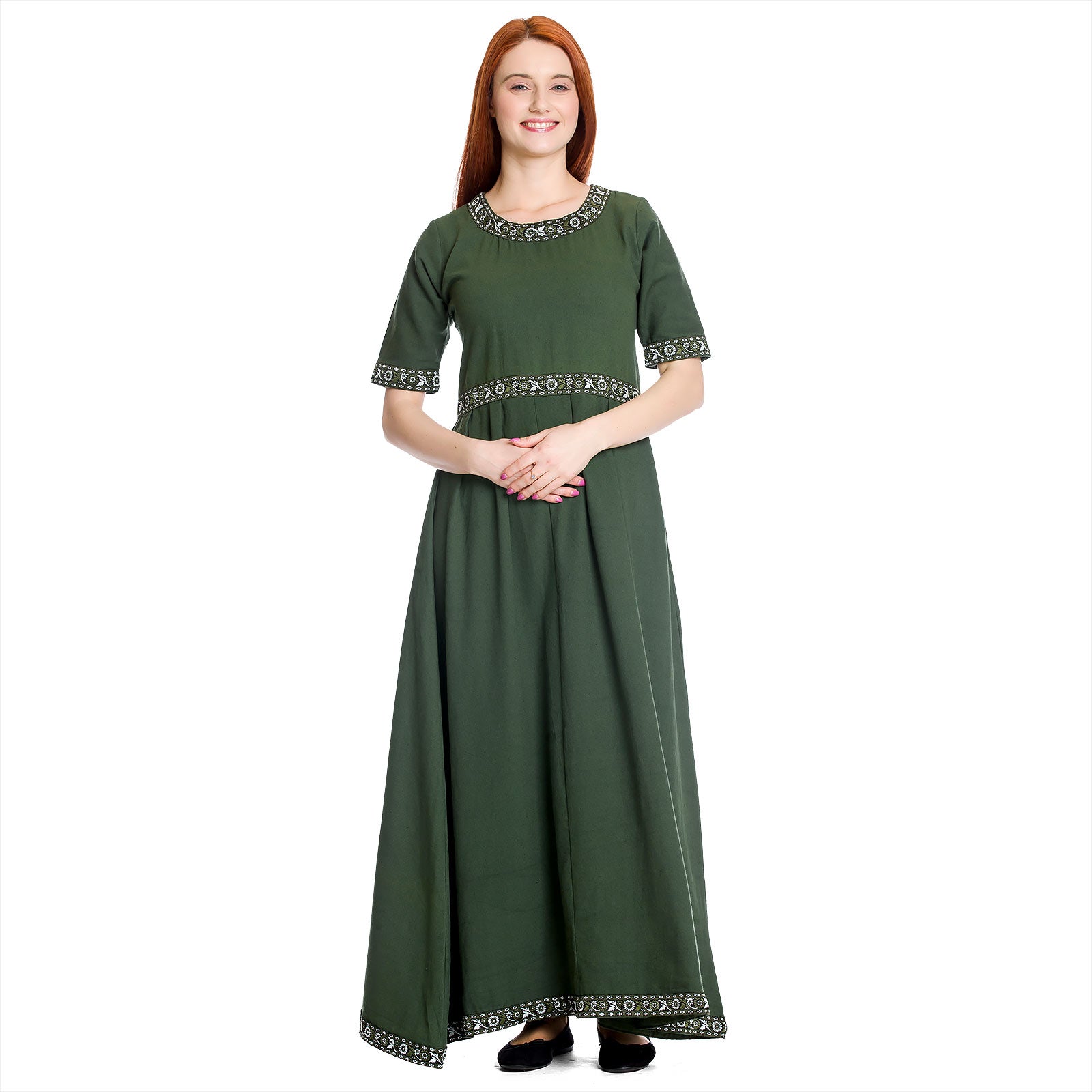 Imagen del producto Vestido medieval Ennlin con manga corta verde