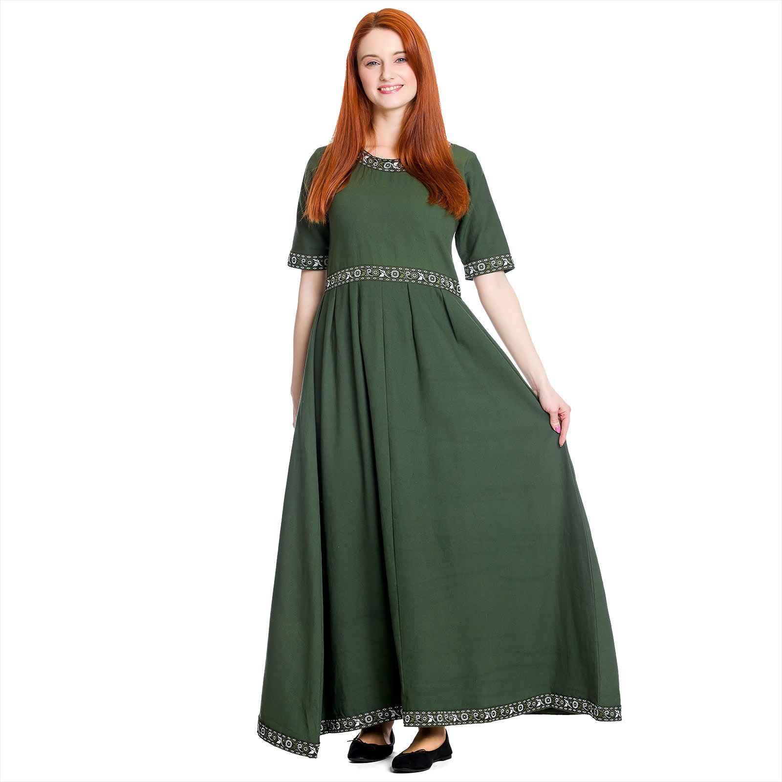 Imagen del producto Vestido medieval Ennlin con manga corta verde