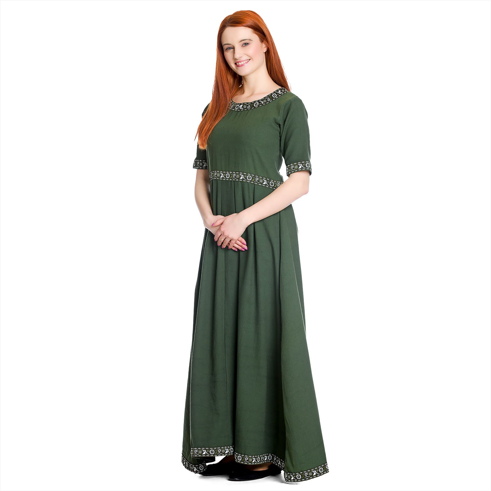 Imagen del producto Vestido medieval Ennlin con manga corta verde