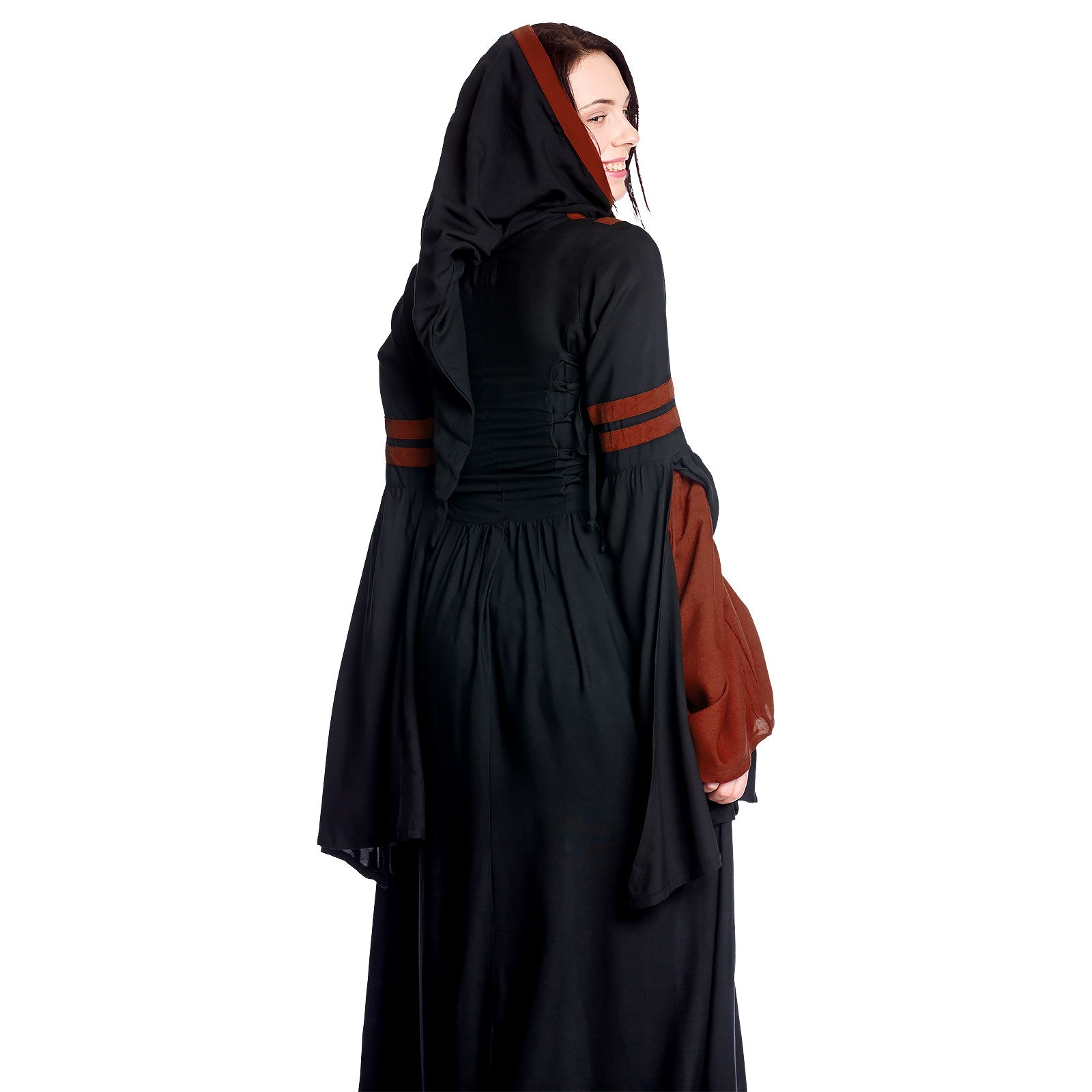Imagen del producto Vestido medieval con capucha Isolde negro-rojo