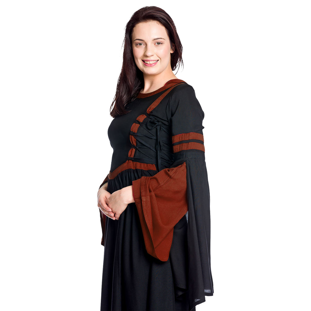 Imagen del producto Vestido medieval con capucha Isolde negro-rojo