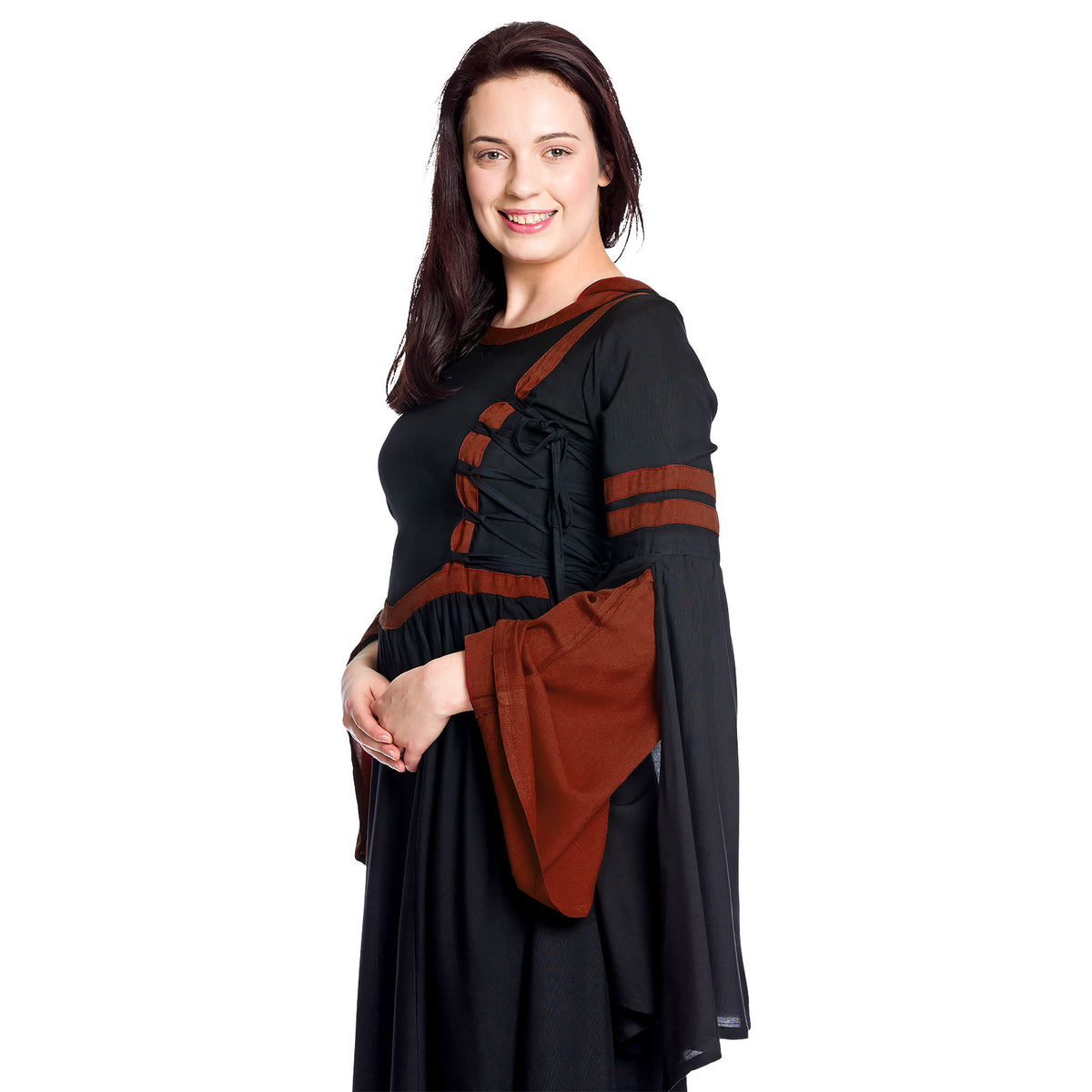 Imagen del producto Vestido medieval con capucha Isolde negro-rojo