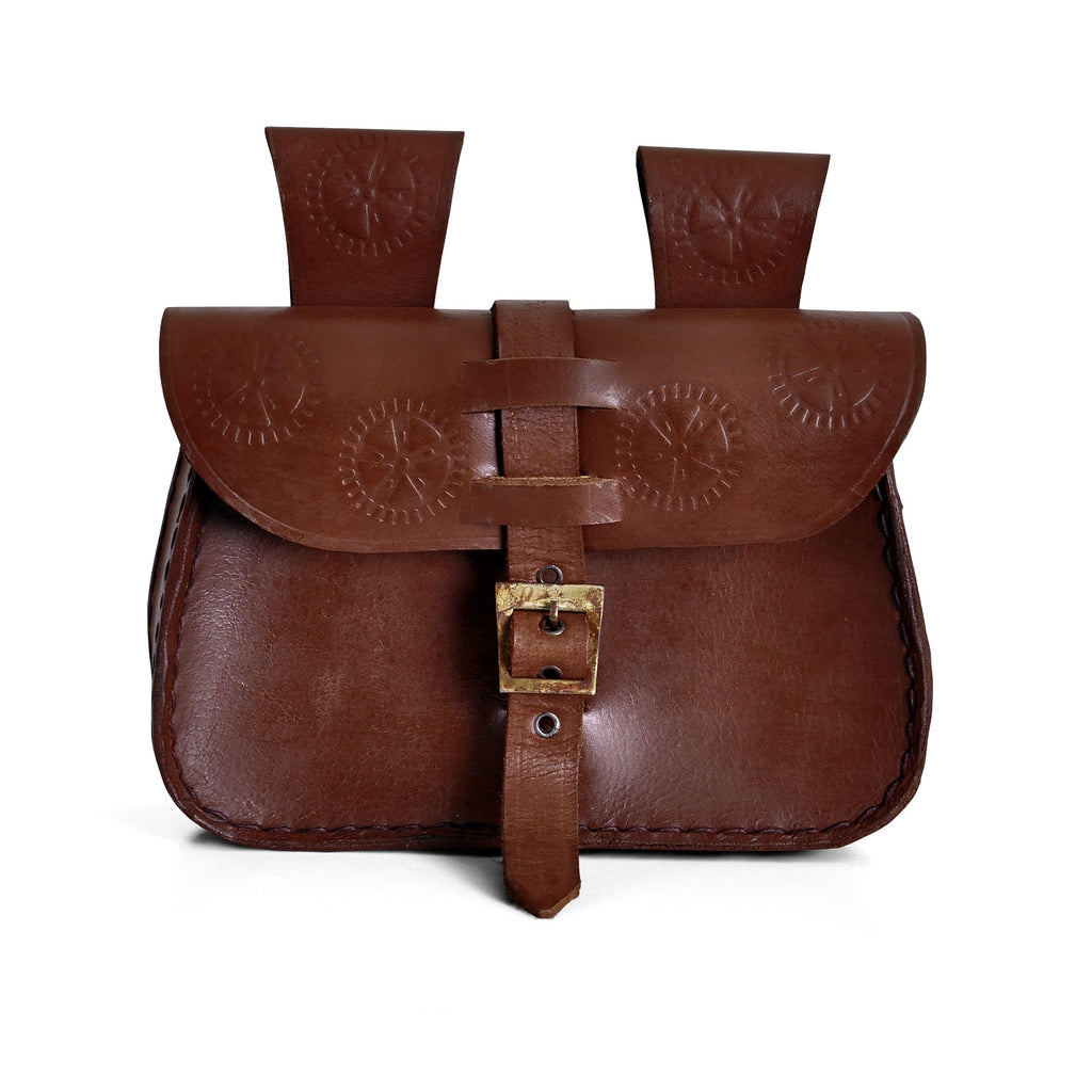 Imagen del producto Bolsa de cinturón medieval con relieve marrón