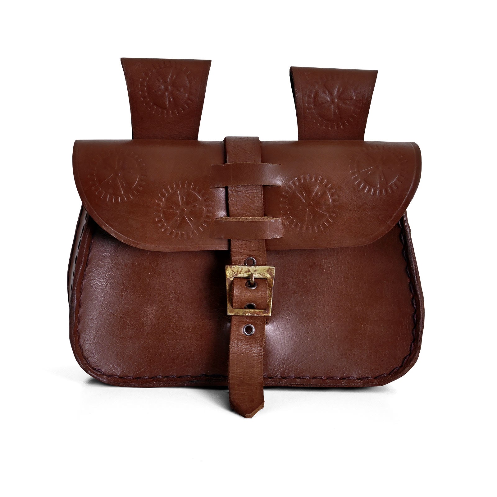 Imagen del producto Bolsa de cinturón medieval con relieve marrón