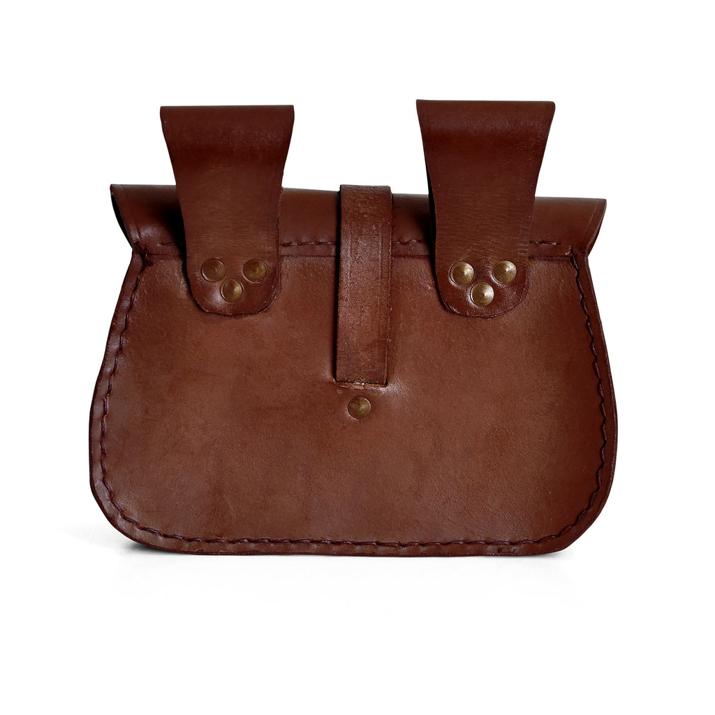 Imagen del producto Bolsa de cinturón medieval con relieve marrón