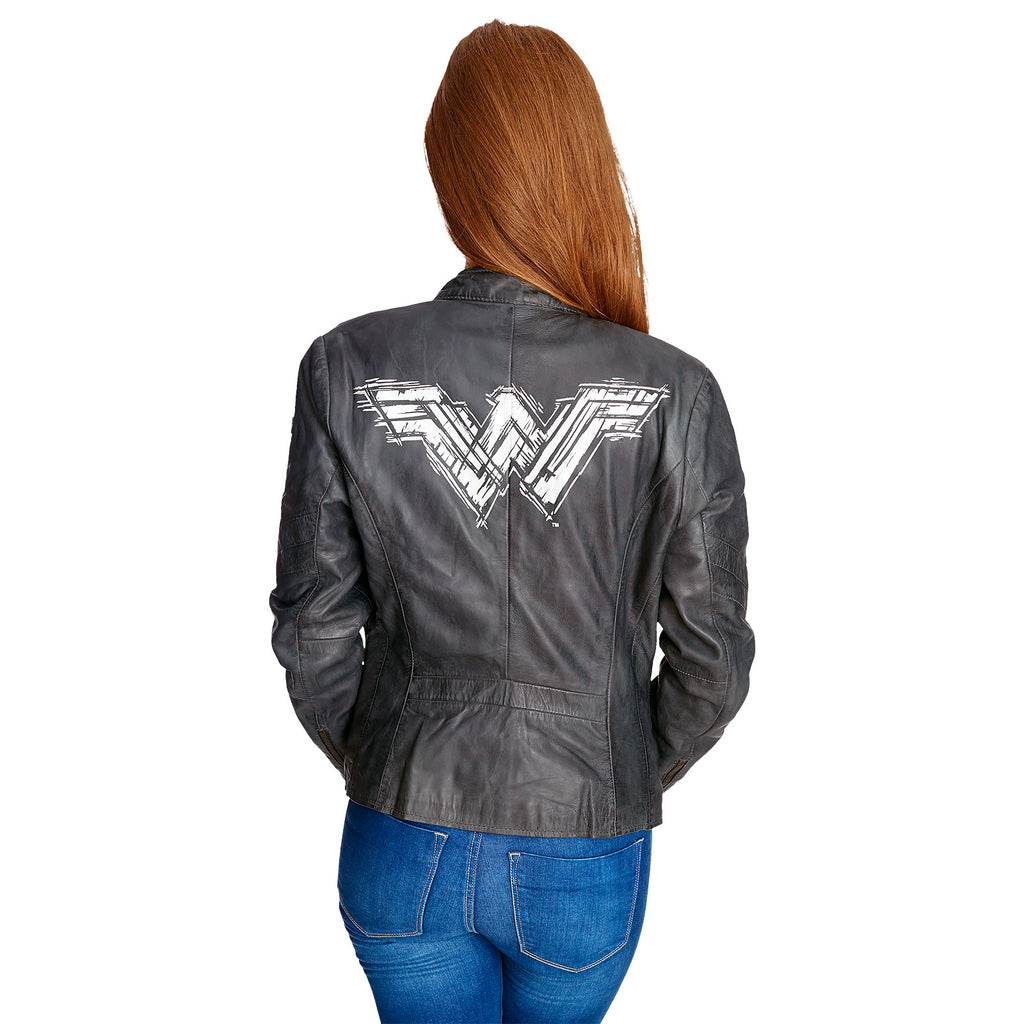 Imagen del producto Wonder Woman - Chaqueta de cuero gris con logo