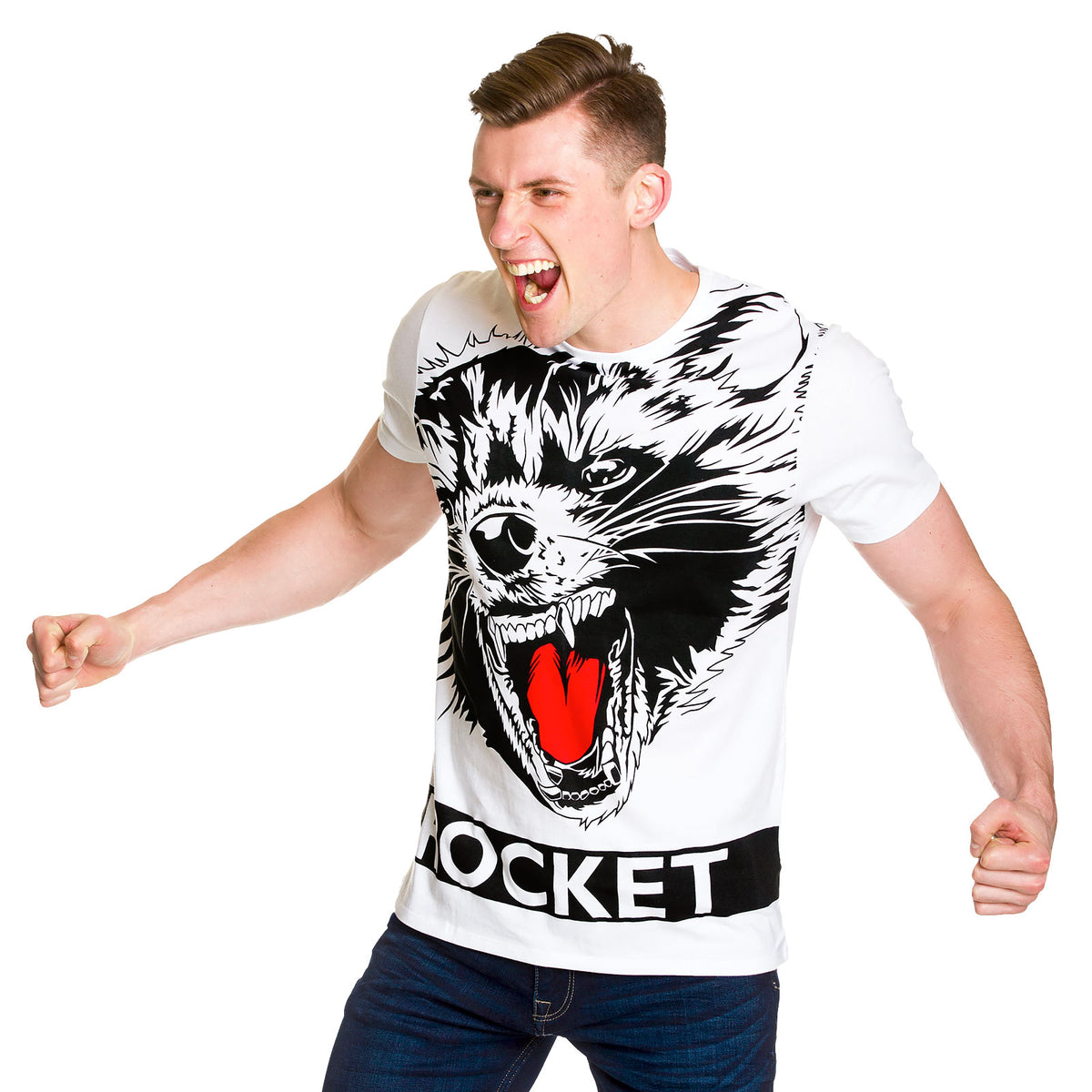 Imagen del producto Guardianes de la Galaxia - Camiseta de tamaño completo Rocket blanca