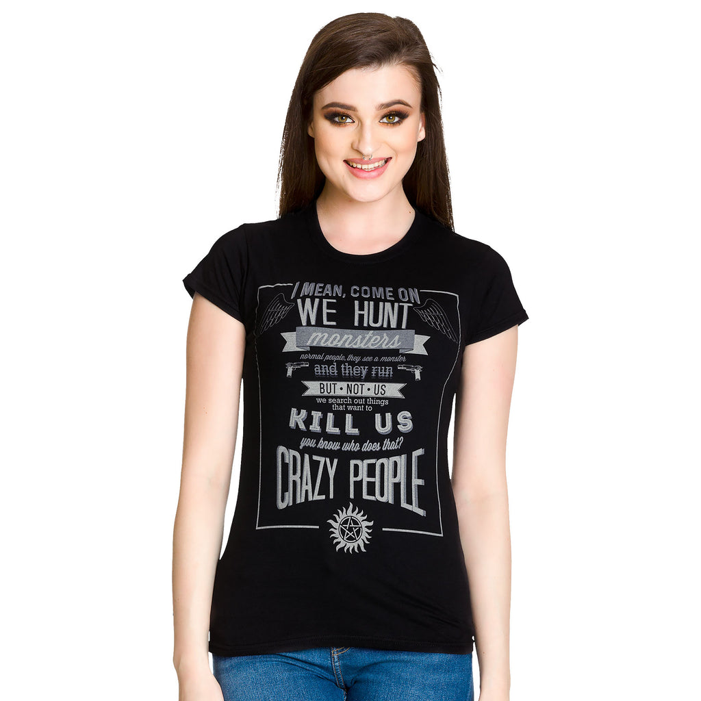 Imagen del producto Supernatural - Camiseta Crazy People para chicas en negro