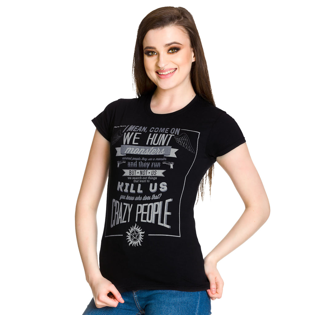 Imagen del producto Supernatural - Camiseta Crazy People para chicas en negro
