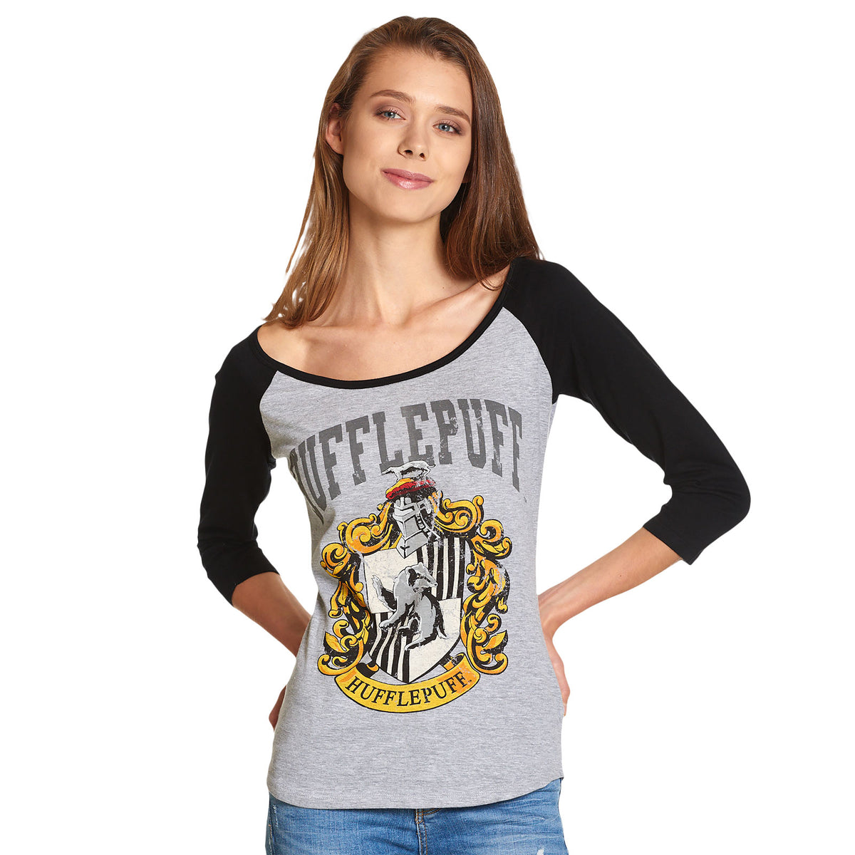 Imagen del producto Harry Potter - Camiseta de manga larga para mujer con escudo de Hufflepuff