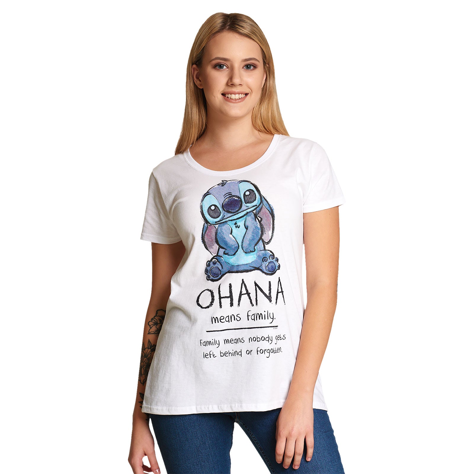 Imagen del producto Lilo & Stitch - Ohana Significa Familia Camiseta de Mujer Blanca