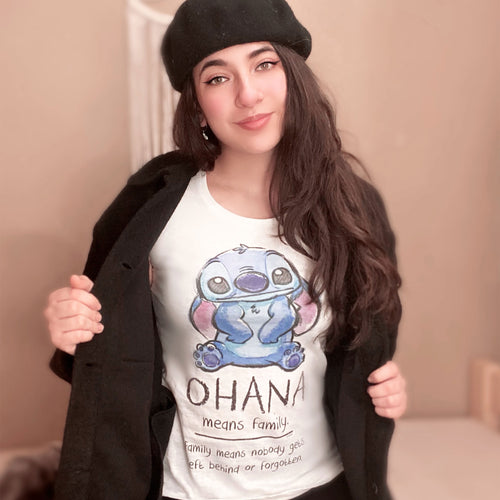 Imagen del producto Lilo & Stitch - Ohana Significa Familia Camiseta de Mujer Blanca