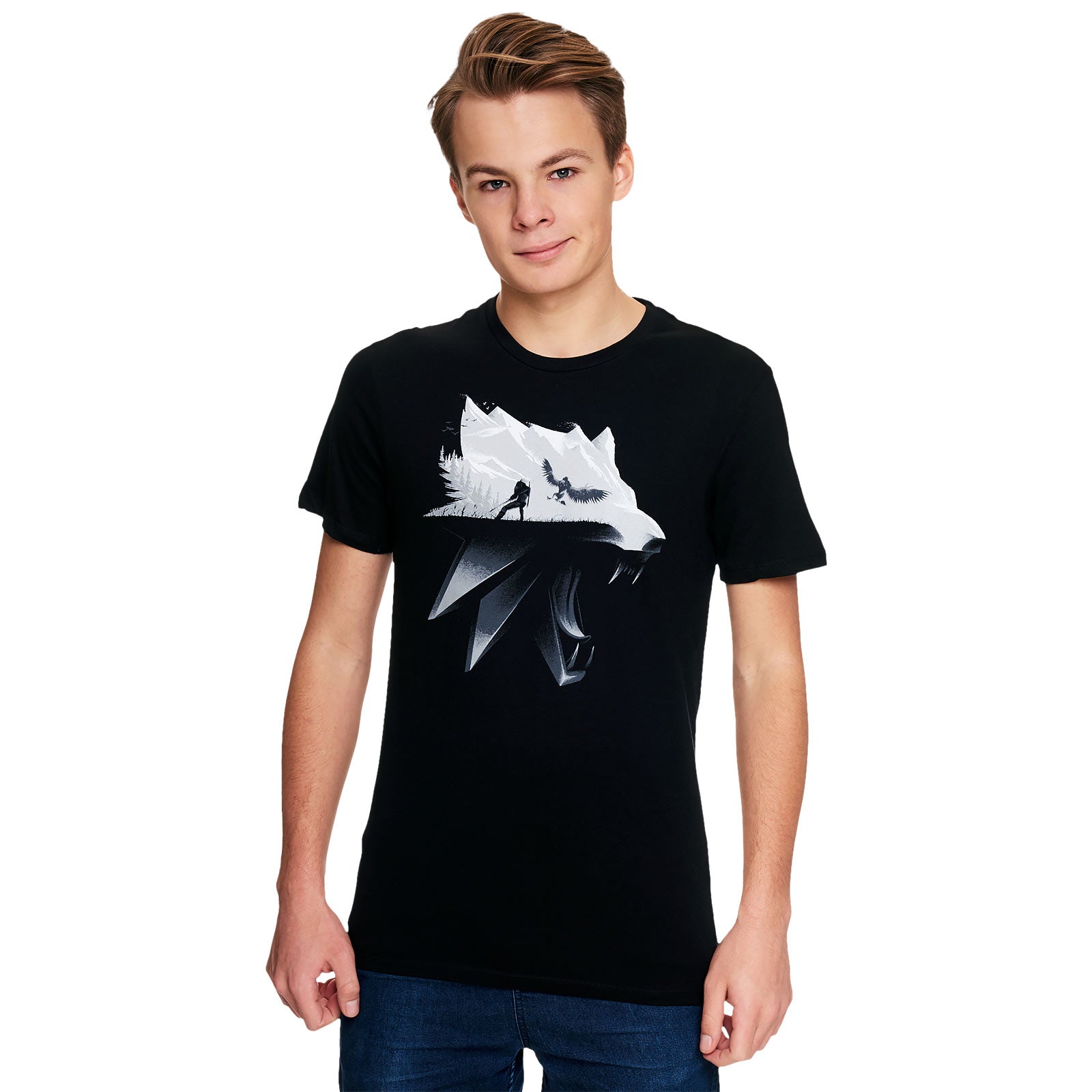 Imagen del producto Witcher - Camiseta negra con silueta de lobo