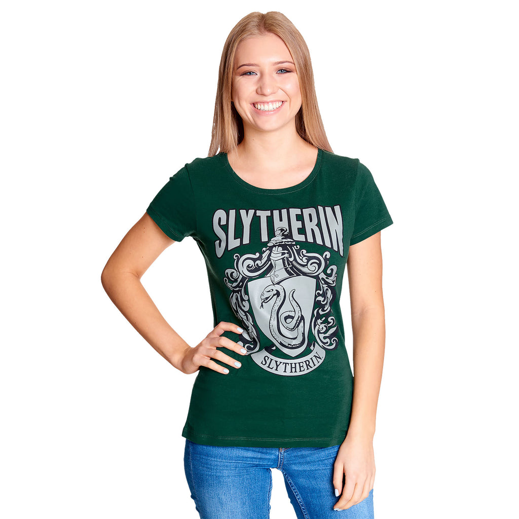 Imagen del producto Harry Potter - Camiseta de mujer con escudo de Slytherin verde