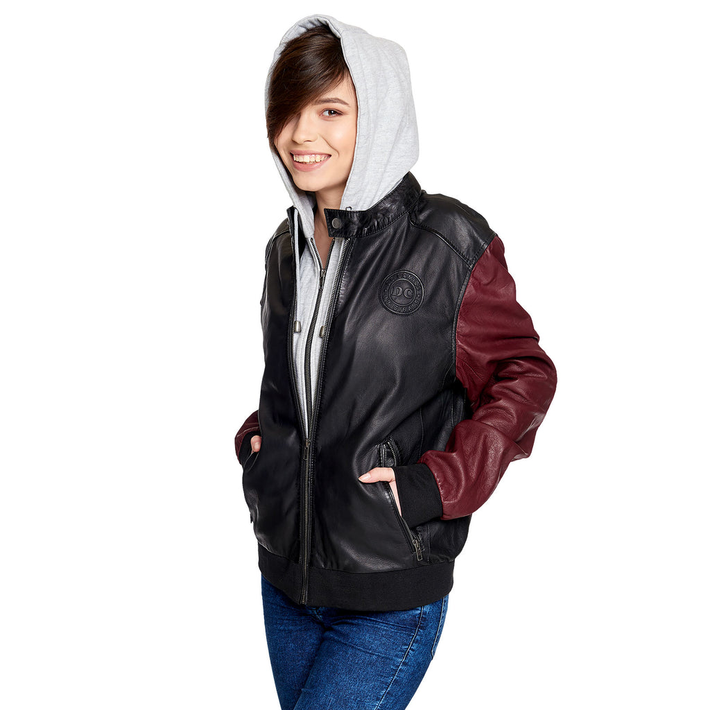 Product image Flash - Logo leather jacket with hood