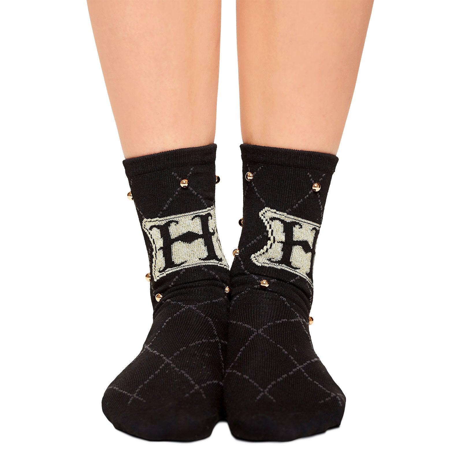 Imagen del producto Harry Potter - Calcetines con tachuelas y logo de Hogwarts negro