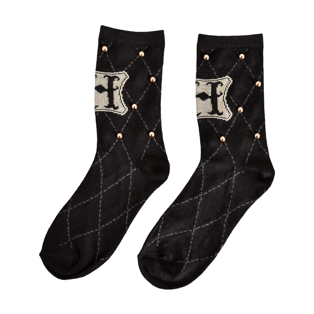 Imagen del producto Harry Potter - Calcetines con tachuelas y logo de Hogwarts negro