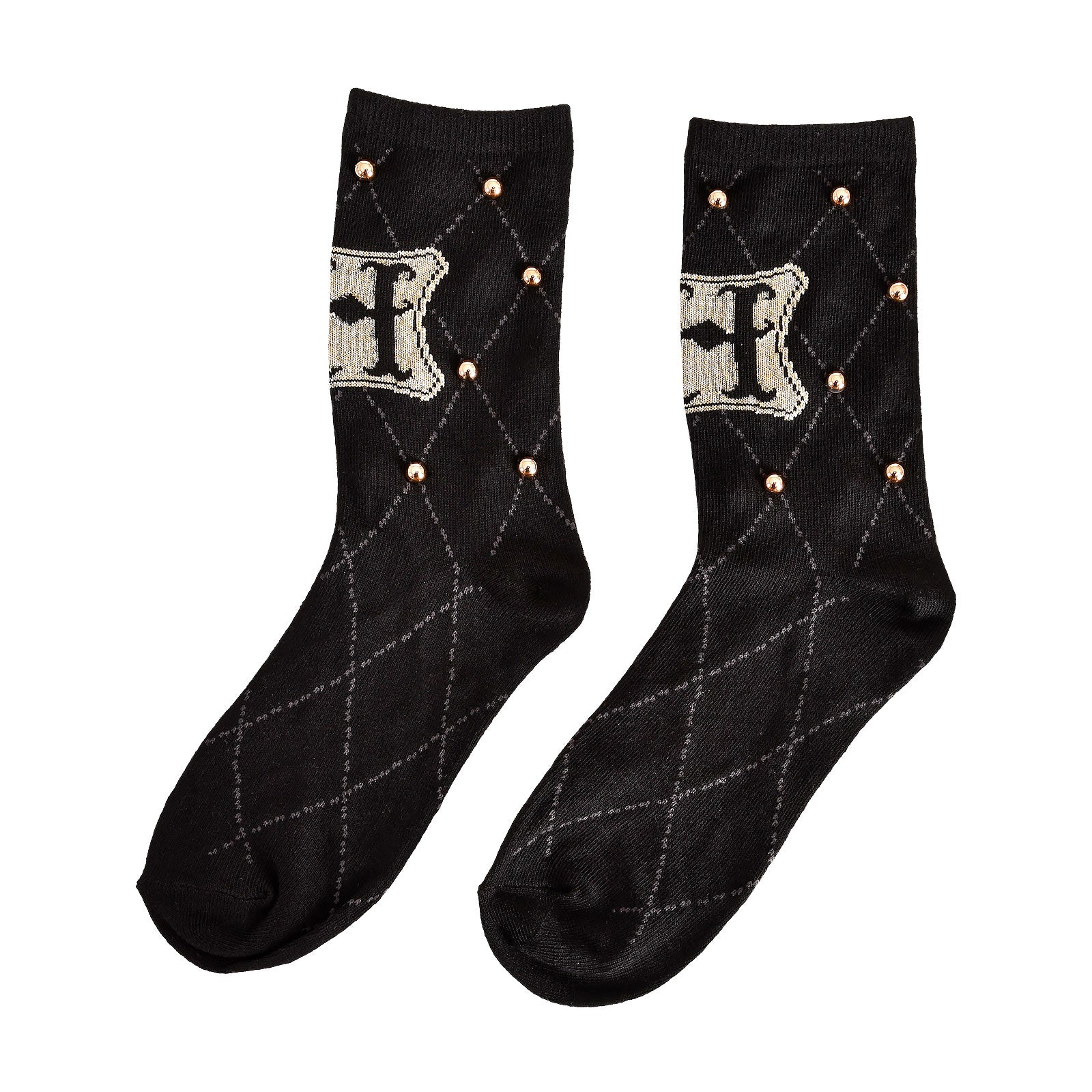 Imagen del producto Harry Potter - Calcetines con tachuelas y logo de Hogwarts negro