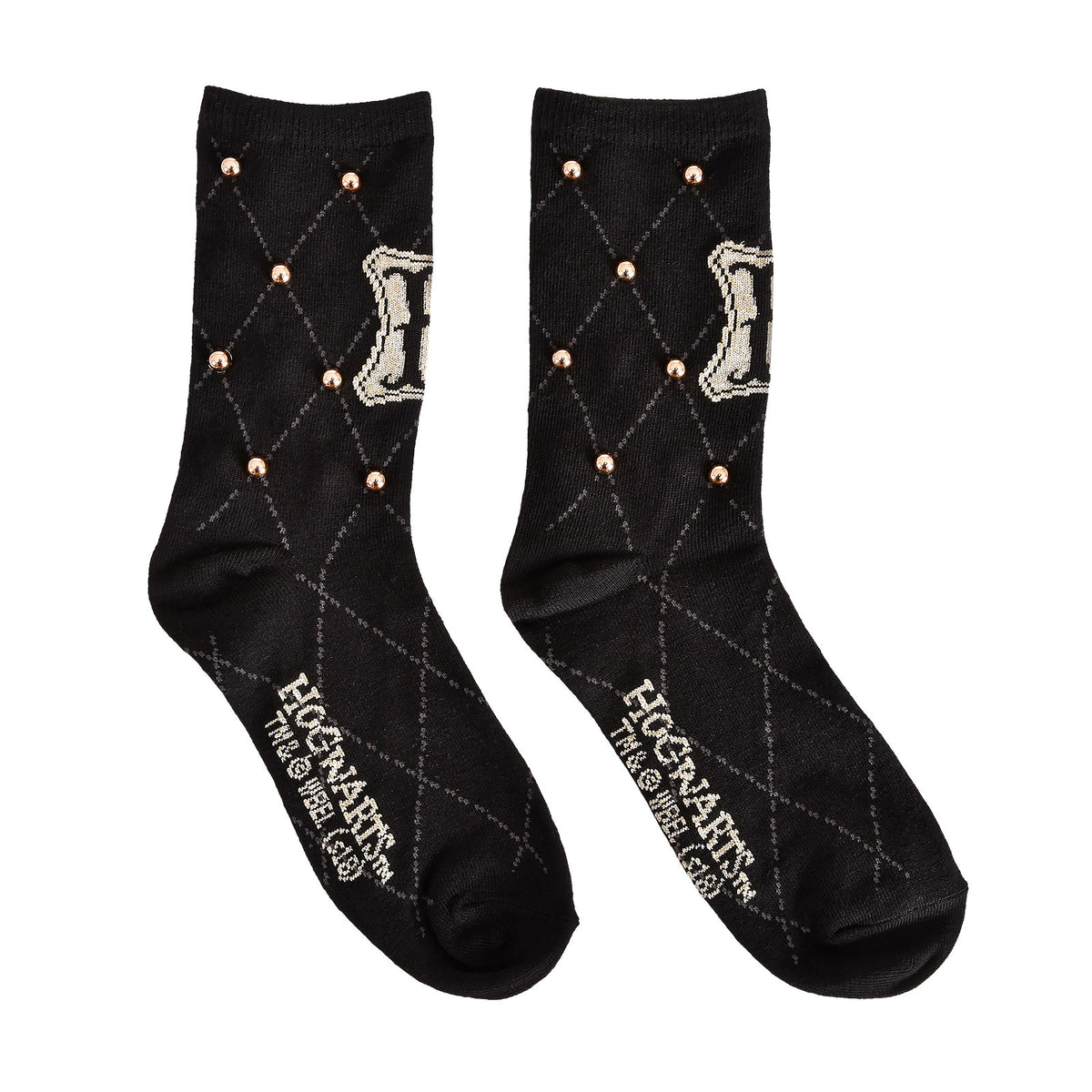 Imagen del producto Harry Potter - Calcetines con tachuelas y logo de Hogwarts negro