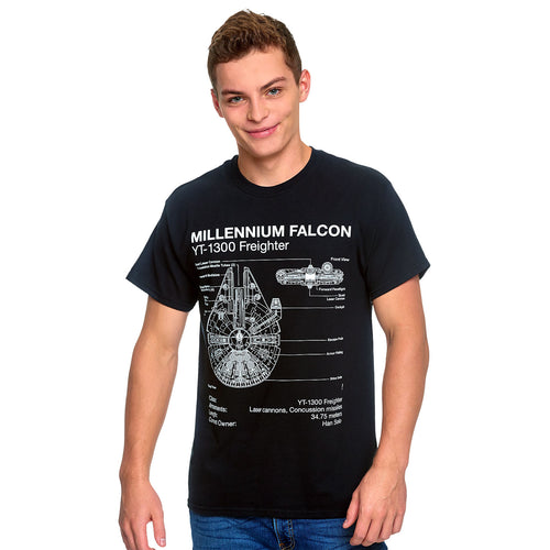 Imagen del producto Star Wars - Camiseta negra con boceto del Halcón Milenario