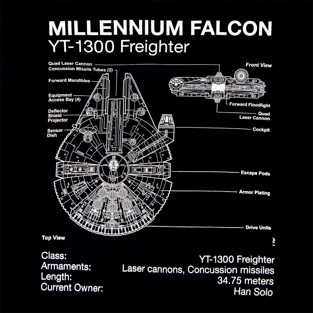 Product image Star Wars - Millennium Falcon Sketch T-Shirt Black