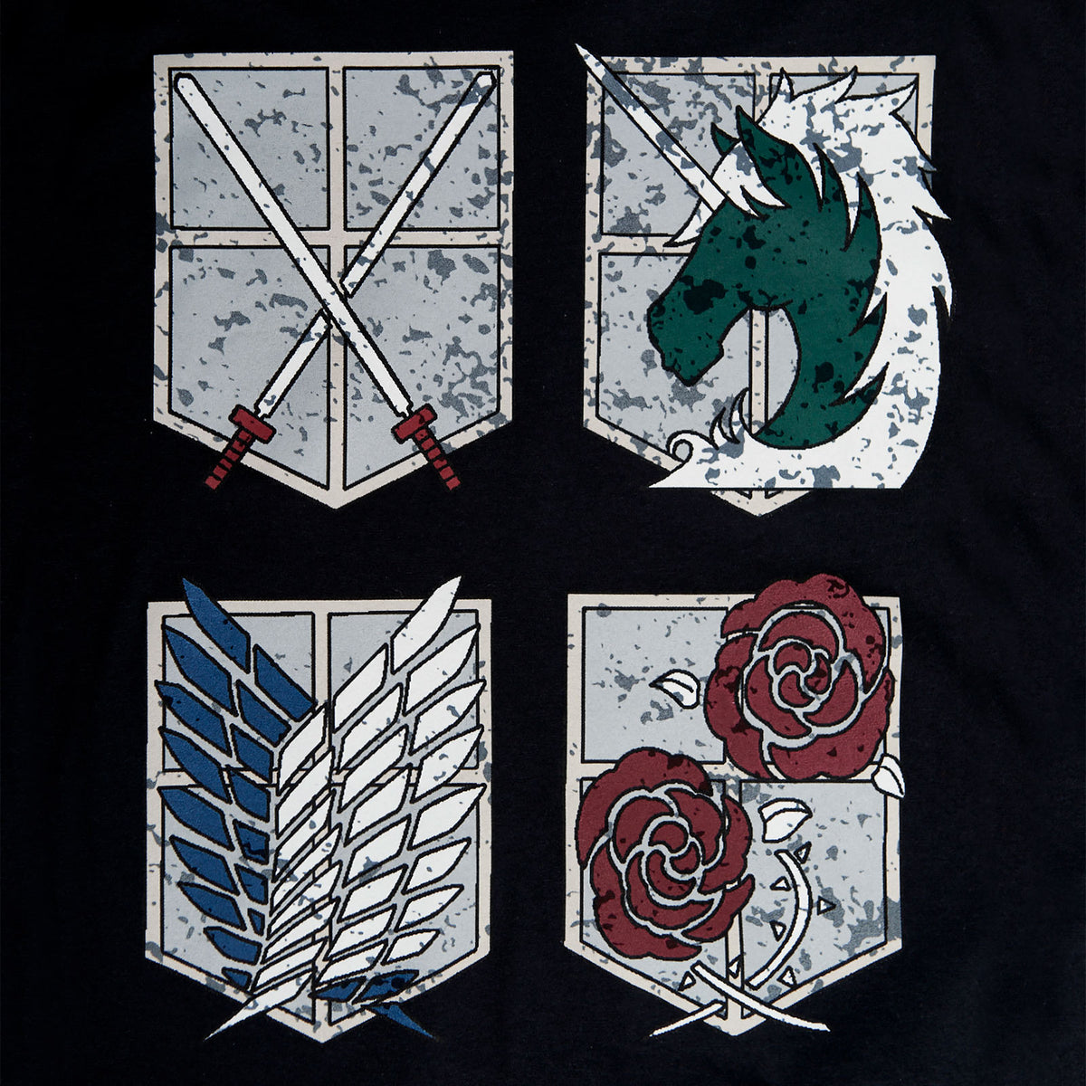 Imagen del producto Attack on Titan - Camiseta de Escudos de las Divisiones Militares