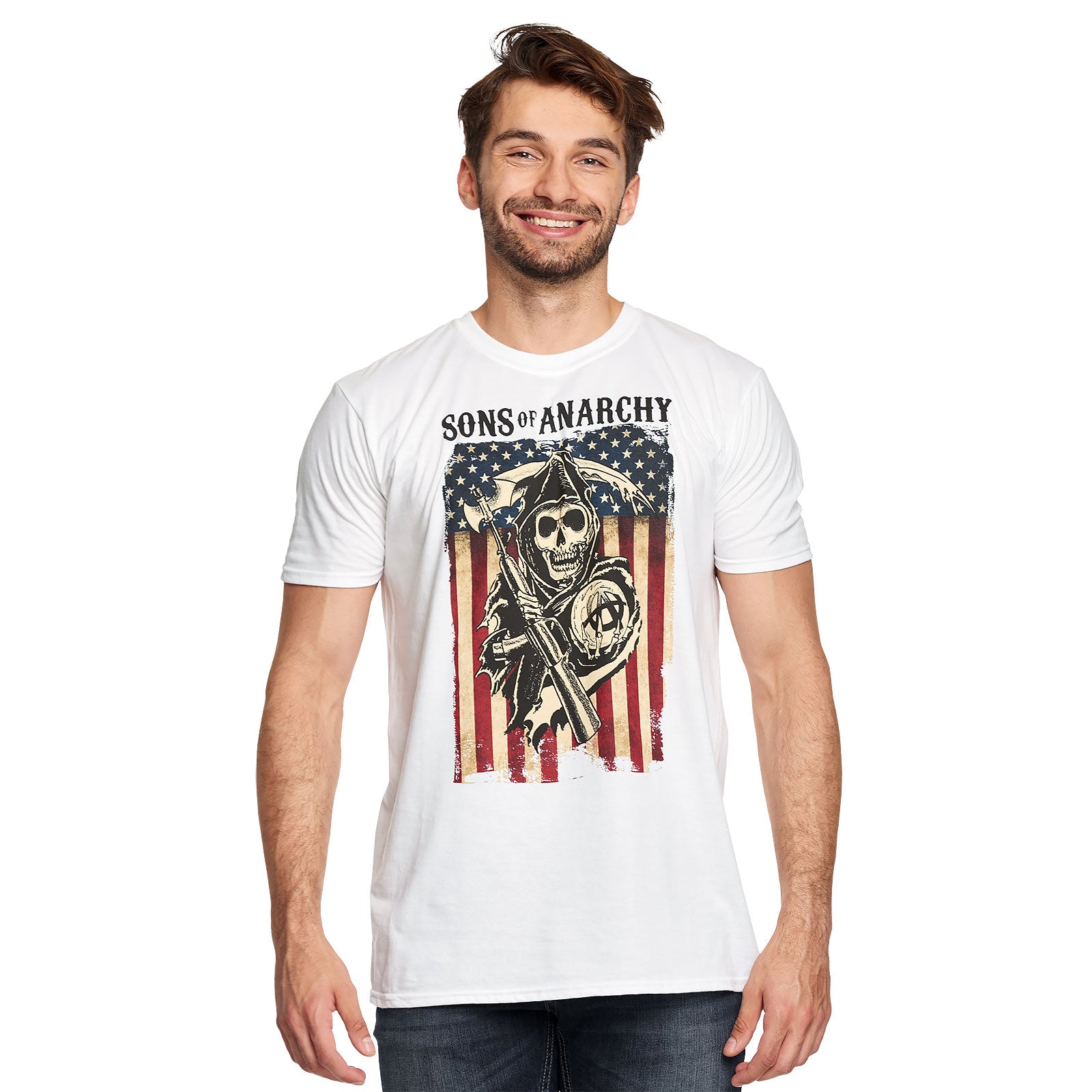 Imagen del producto Sons of Anarchy - Camiseta blanca con bandera de Reaper