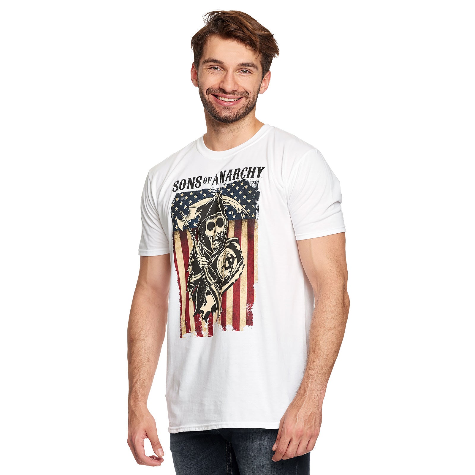 Imagen del producto Sons of Anarchy - Camiseta blanca con bandera de Reaper