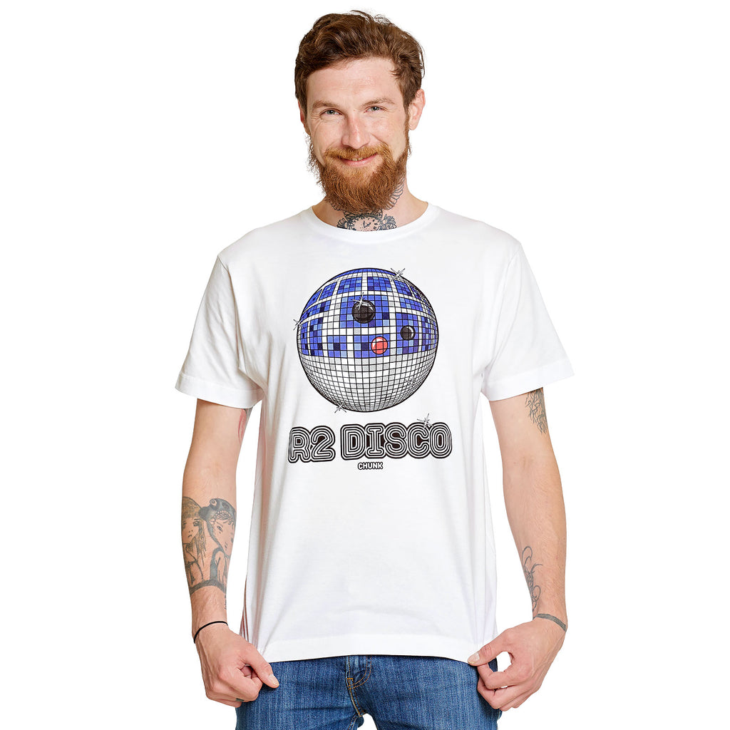 Imagen del producto Camiseta Droid Disco para fans de Star Wars blanca