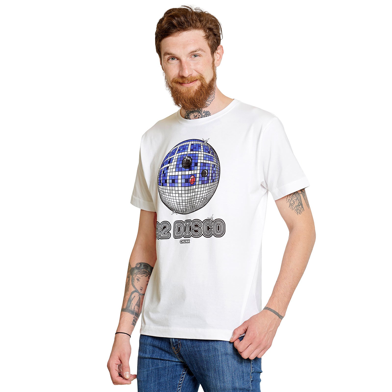 Imagen del producto Camiseta Droid Disco para fans de Star Wars blanca
