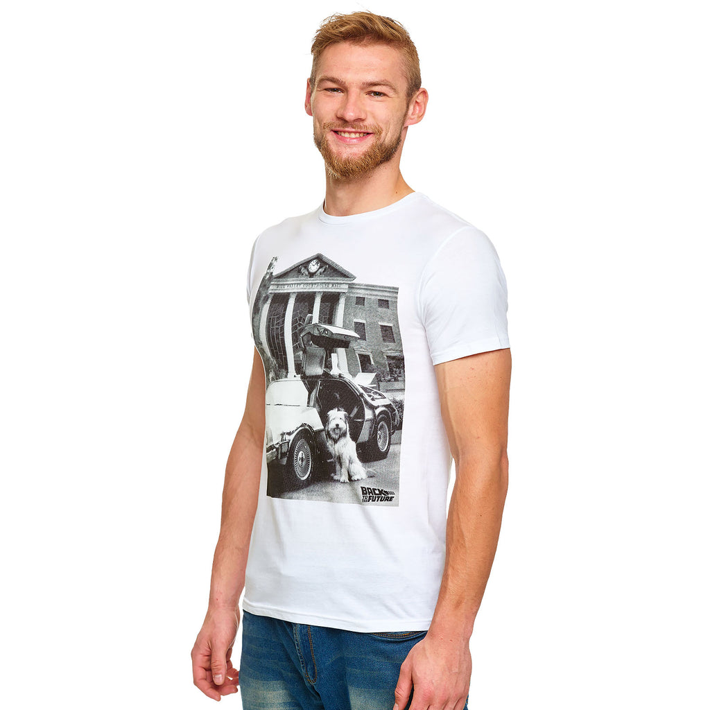 Imagen del producto Regreso al Futuro - Camiseta blanca de Einstein con DeLorean