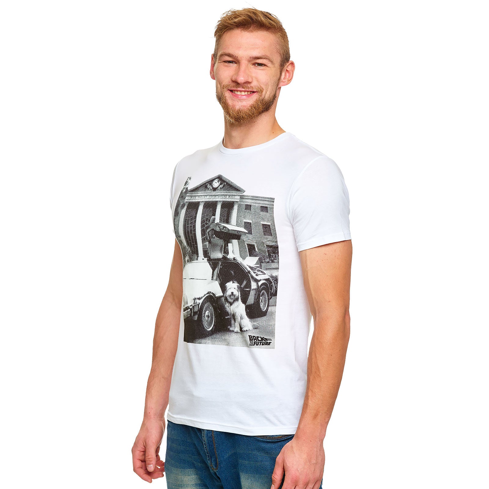 Imagen del producto Regreso al Futuro - Camiseta blanca de Einstein con DeLorean