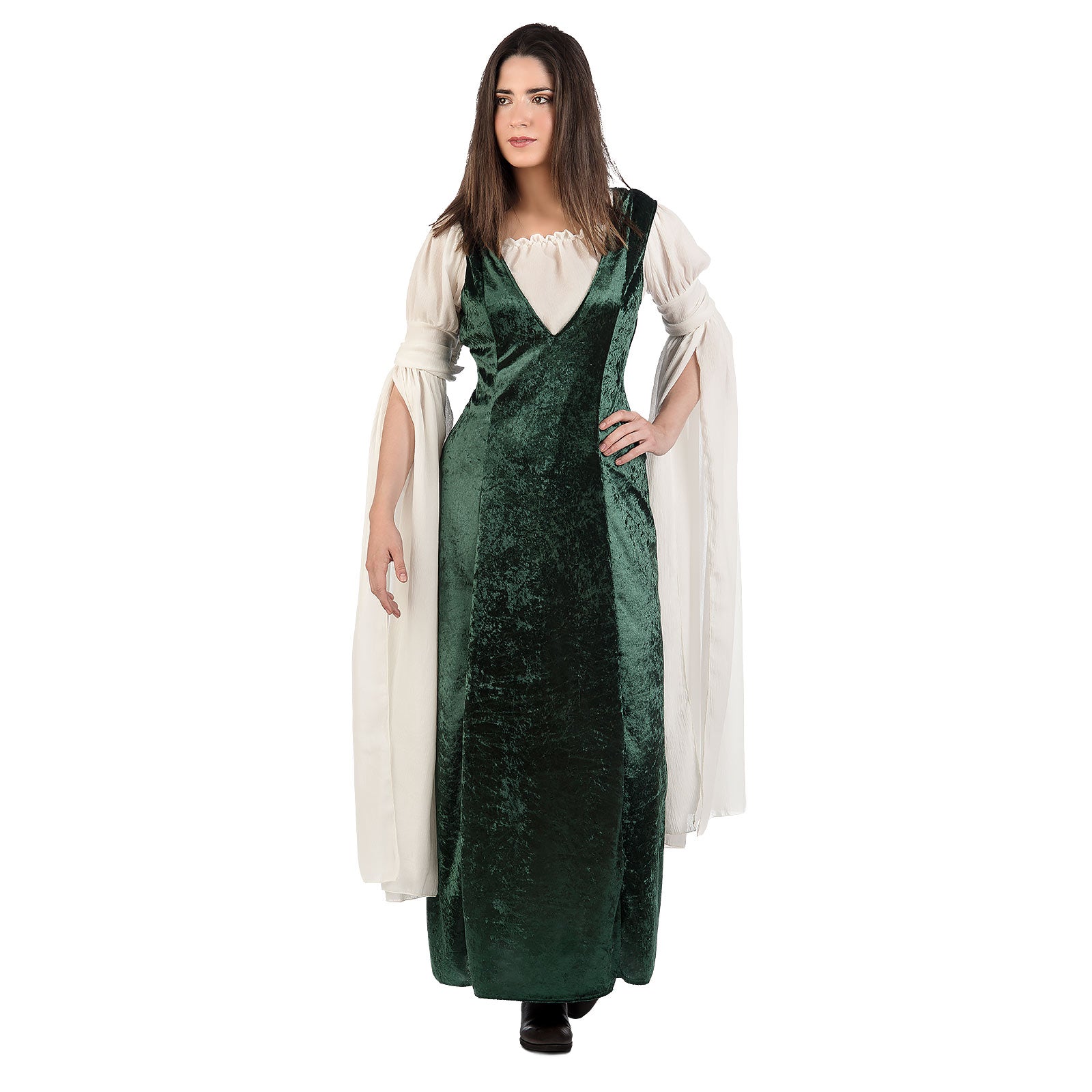 Imagen del producto Vestido de terciopelo medieval para mujer verde