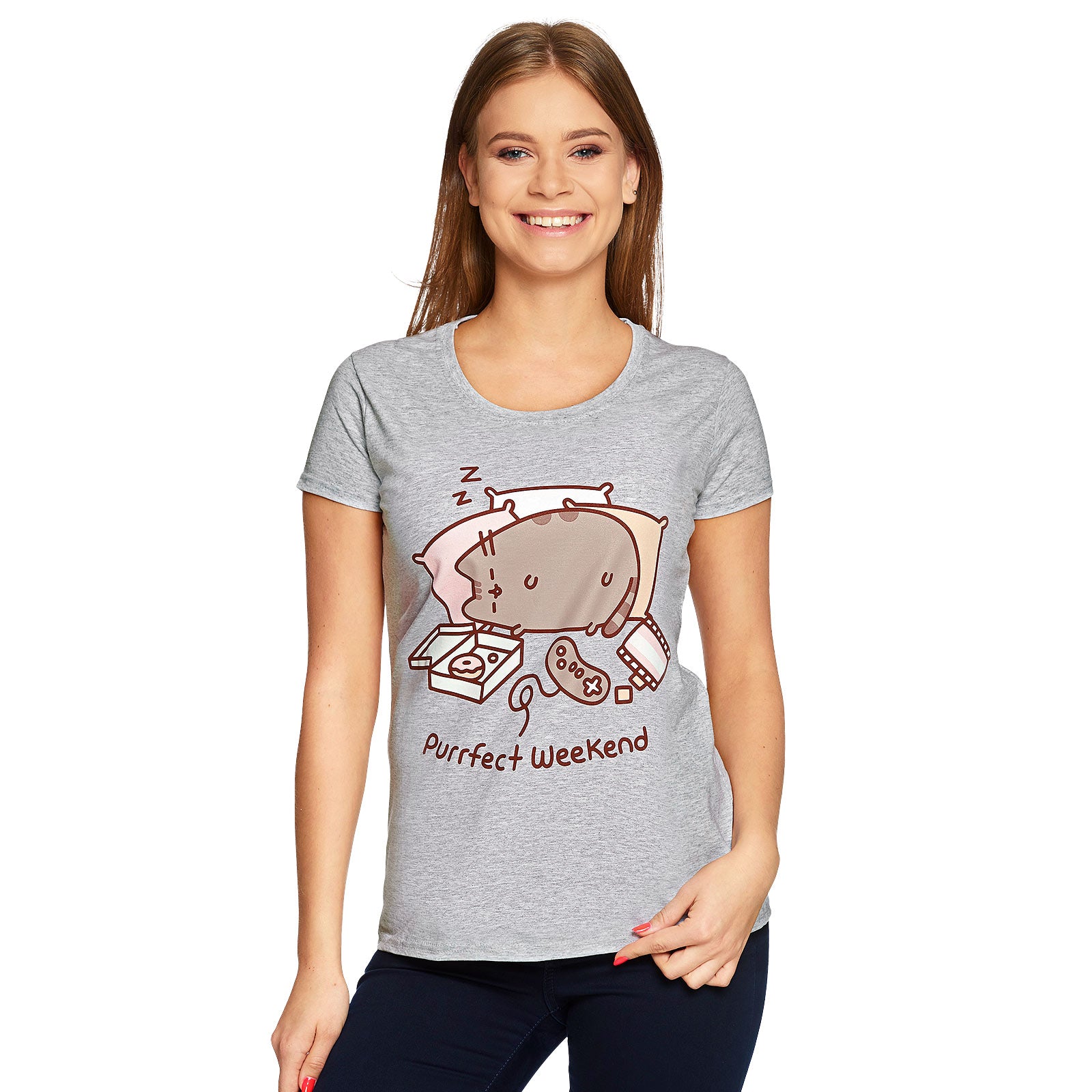Imagen del producto Pusheen - Camiseta de fin de semana perfecto para mujer, color gris