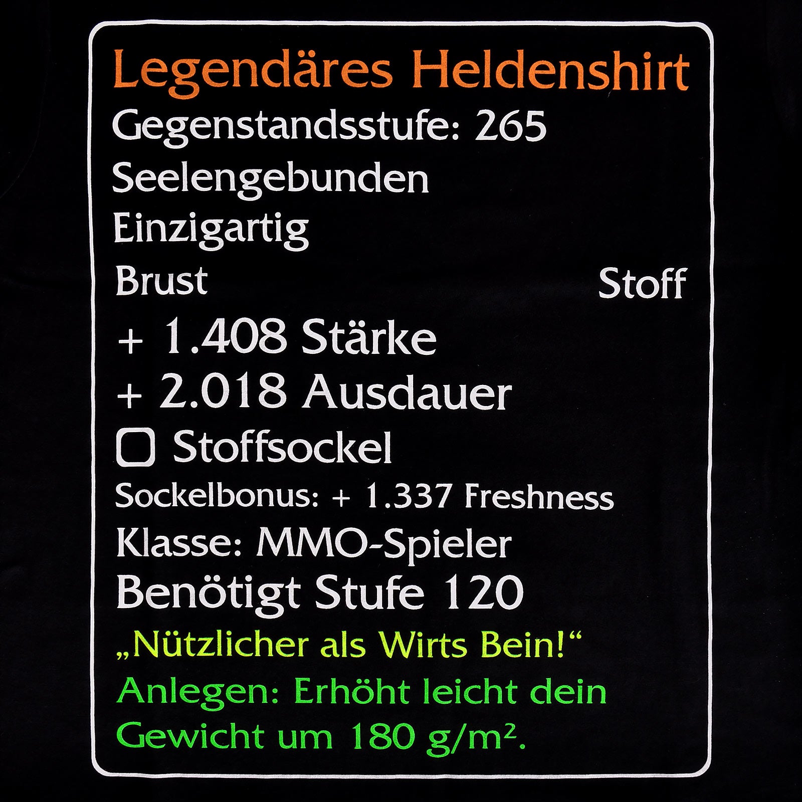 Imagen del producto Camiseta negra de héroe legendario de nivel 120